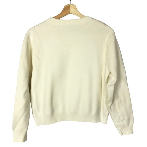 Zara Knit White Read But No Reply Crewneck Sweater S - Picture 3 of 4